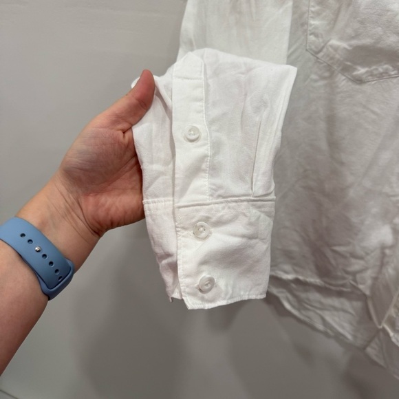 Anthropologie Cloth & Stone White Long Sleeve Split Back Blouse Top Button Down - Picture 4 of 7